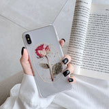 Luxury Glitter Gold Foil Rose Flower Phone Case