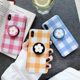 Flower Grid Patterned Phone Case